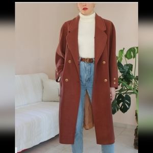 Oversized wool coat in dusty rose,vintage long coat , UK 24 , US 20
